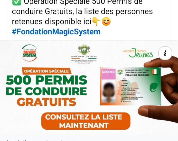 #ImpactFemua17: 500 Permis de Conduire Gratuits, la liste est disponible sur le site de la Fondation Magic System